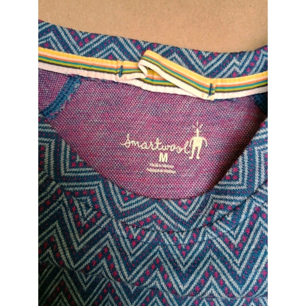 Smartwool Chevron Long Sleeve Pullover Baselayer Shirt Top SZ M Blue Purple - Picture 3 of 5